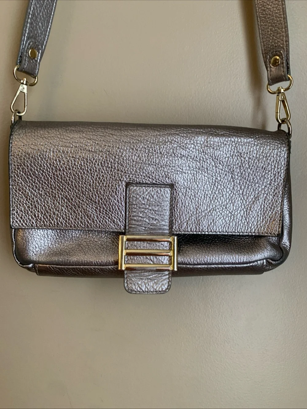 Divina Firenze Bag Purse shoulder/Crossbody Leather Silver Evening made in Italy - Picture 2 of 14